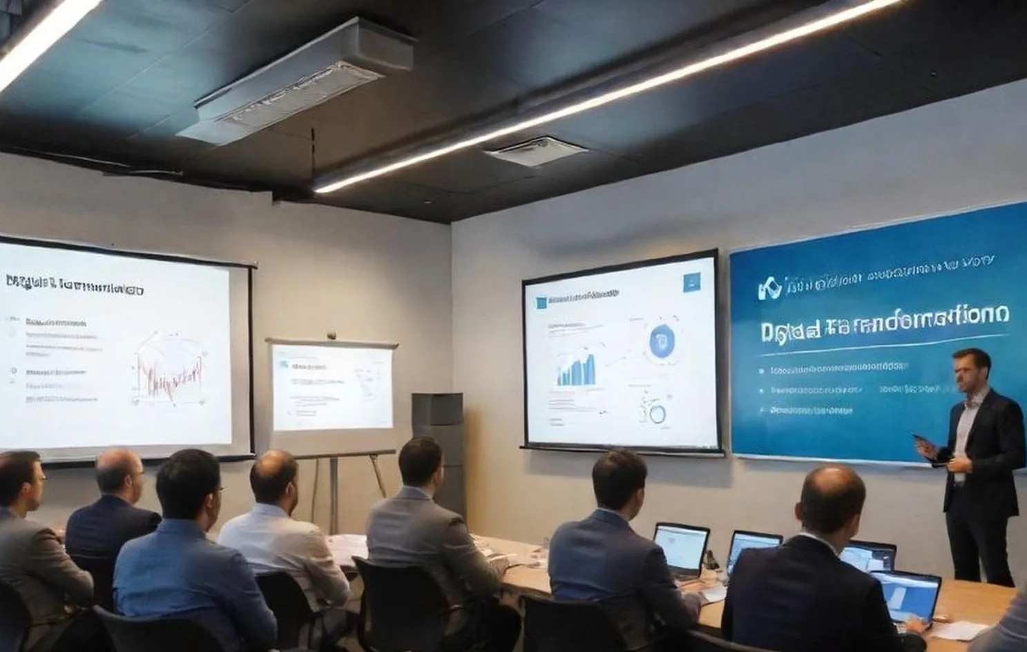 Modern digital transformation workshop with team